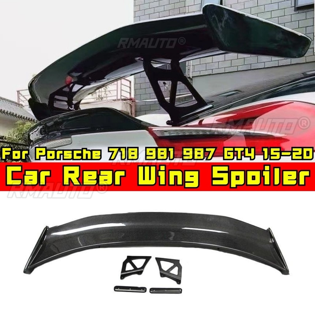 Premium-สําหรับ718 981 987 GT4 รถด้านหลังสปอยเลอร์ปีกคาร์บอนไฟเบอร์จริงสําหรับ Porsche 718 981 987 G