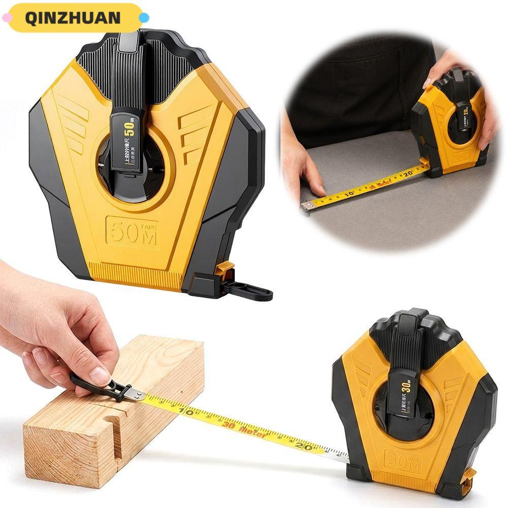QINZHUAN เทปวัดทางไกล, เทปวัดความแม่นยําสูงสองด้าน, ใช้งานง่าย 3x Speed Retraction 20/30/50M เทปวัดแ