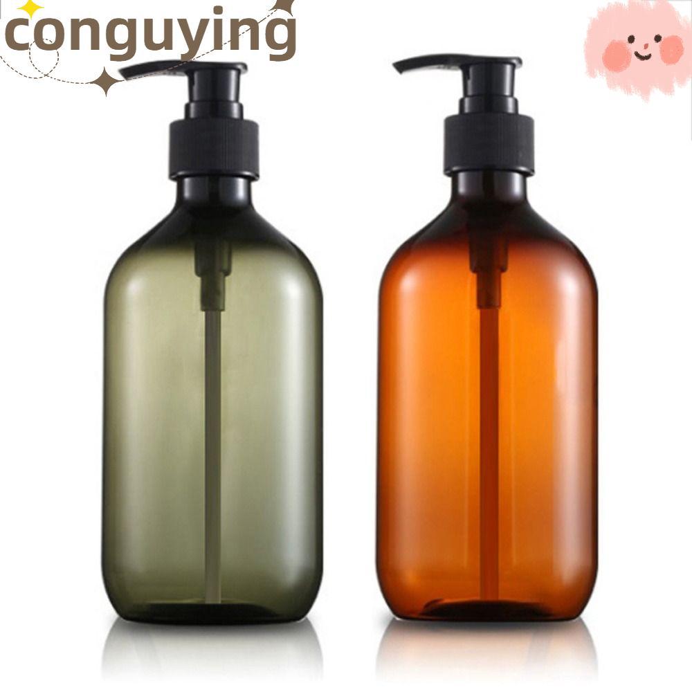 CONGUYING ขวดแชมพู, รีฟิลเครื่องจ่าย PET 300ML/500ML, ขวดนํากลับมาใช้ใหม่สีน้ําตาลสีเขียวสีขาว