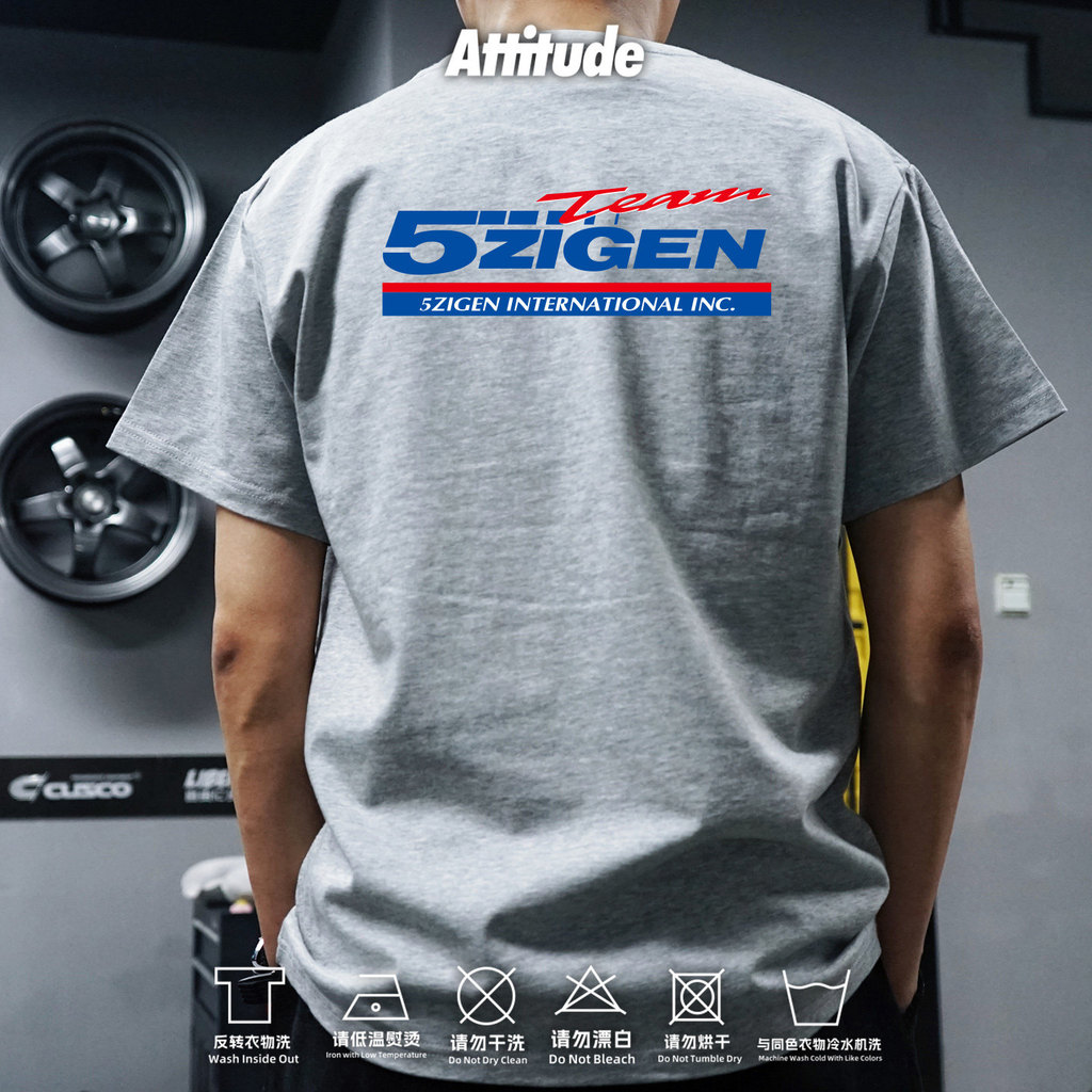 พร้อมสต็อก Attitude ญี่ปุ่น JDM ดัดแปลงรถ 5 มิติ 5zigen ไอเสียดุมล้อผู้ชาย 100% ผ้าฝ้ายพรีเมี่ยมรอบค