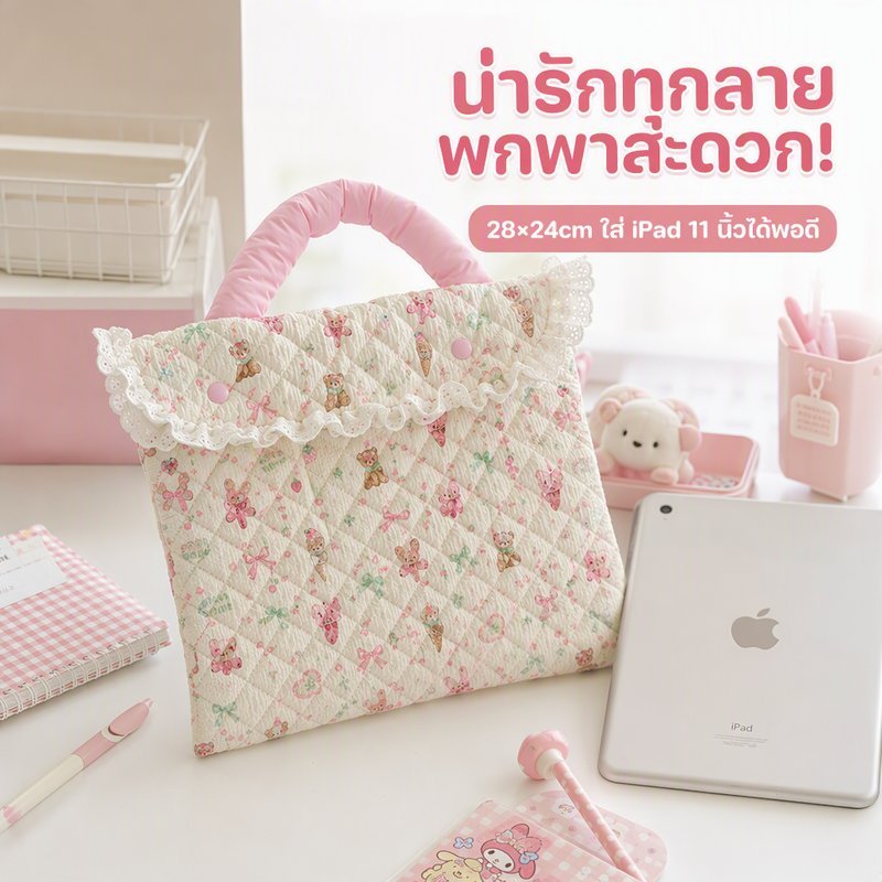 กระเป๋าใส่แท็บเล็ต 11 นิ้ว กระเป๋าใส่ไอแพด กระเป๋าโน้ตบุ๊ค กันกระแทก ลายการ์ตูน หูหิ้ว