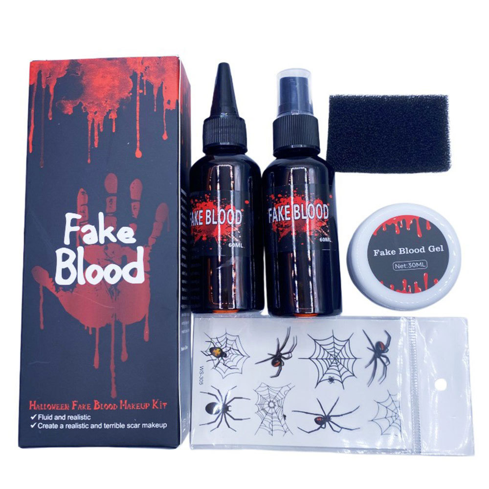Make stunning spooky Halloween looks! Fake Blood Makeup Kit, Multi‑piece Set, Realistic Blood Effect