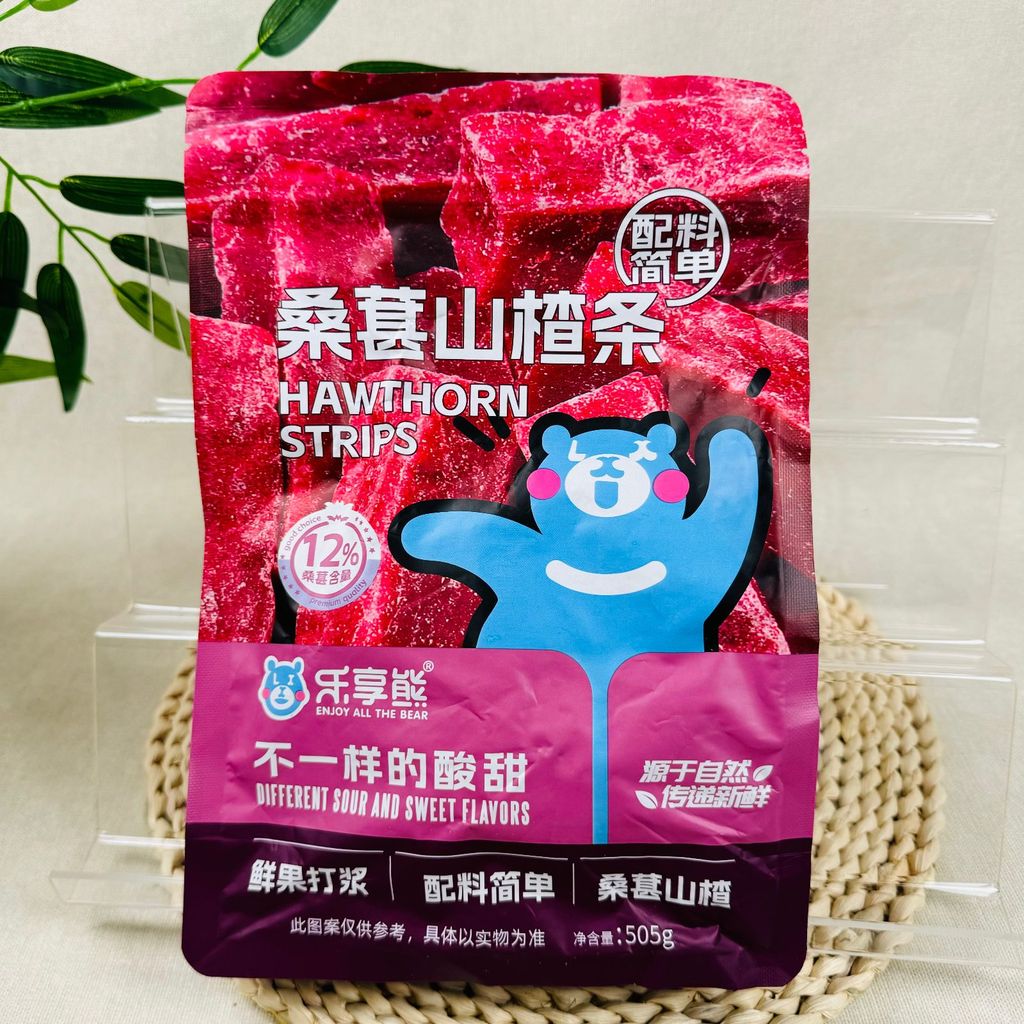 2026 สินค้าใหม่ Happy Hedonic Bear Mulberry Hawthorn Strips 505g ขนมผลไม้หวานผลไม้แห้ง Hawthorn ผลไม