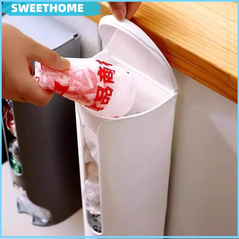 SWEETHOME ดึงถุงของชําออแกไนเซอร์ติดผนังถุงพลาสติกตู้เก็บสําหรับพื้นที่ห้องครัวขนาดเล็กตู้กับข้าวง่า