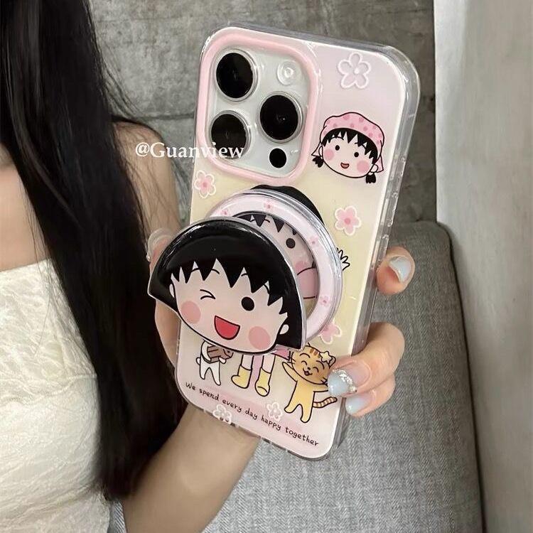 Kawaii Chibi Maruko Chan การ์ตูน Magsafe สําหรับ iPhone 17 Pro Max 16 15 14 13 12 Soft TPU ซิลิโคนแม่เหล็กฝาครอบโทรศัพท์กันกระแทกสําหรับสาว