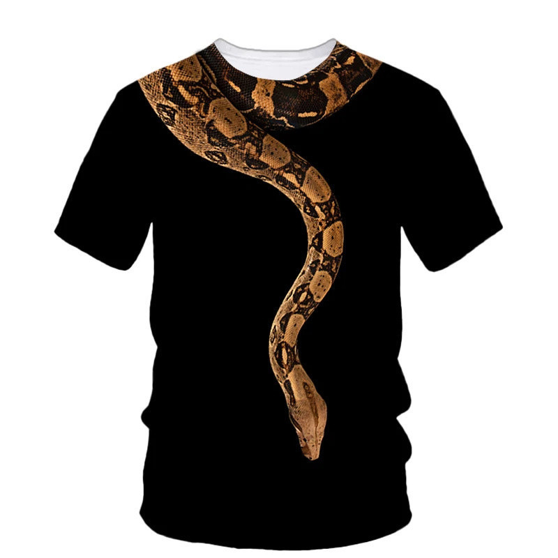 พิมพ์น่ากลัวงู T เสื้อผู้ชาย Python สัตว์กราฟิก Tees ฤดูร้อน Street ผู้หญิง O-คอ Tops หลวมแฟชั่น Har