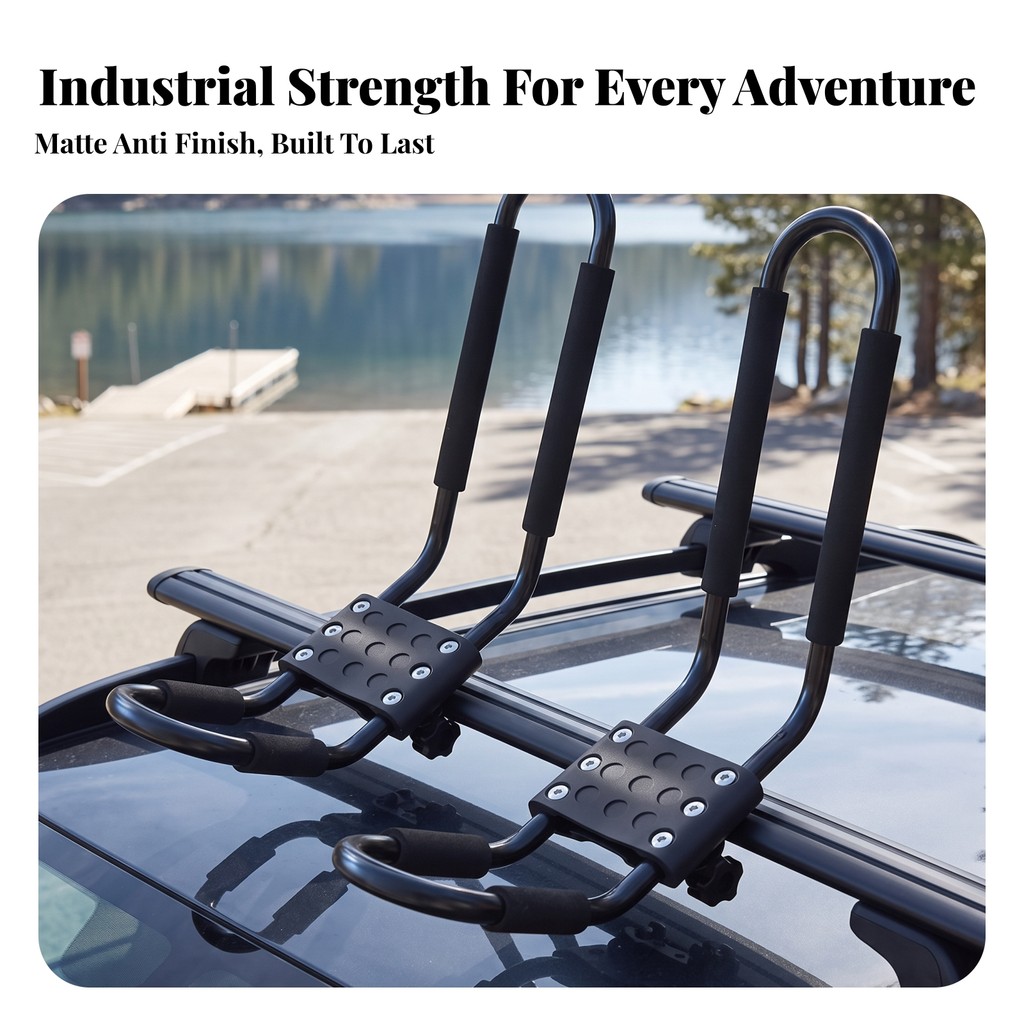 Kayak Rack พร้อมฮาร์ดแวร์ติดตั้ง U-Shape Kayak Carrier Rack โฟม Padding Kayak Carrier เบาะติดตั้งง่า