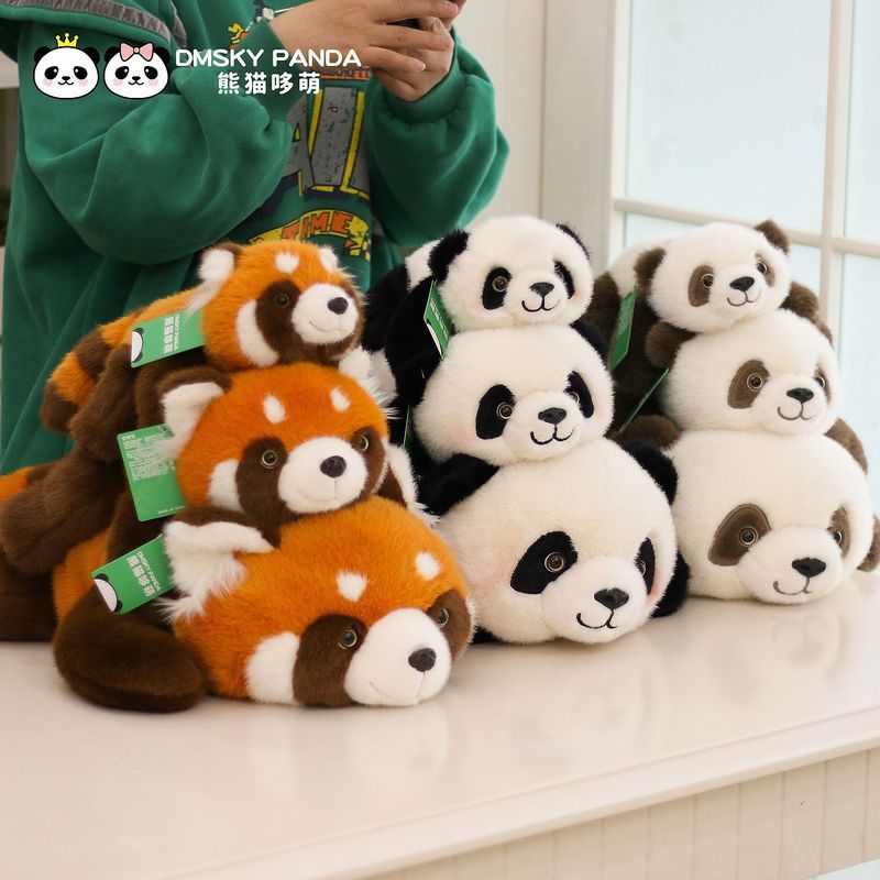 Domeng เลียนแบบ Mink Fur Panda Huahua Qizai ตุ๊กตาของเล่นตุ๊กตาตุ๊กตาเฉิงตูฐานสไตล์เดียวกัน 8.19.2