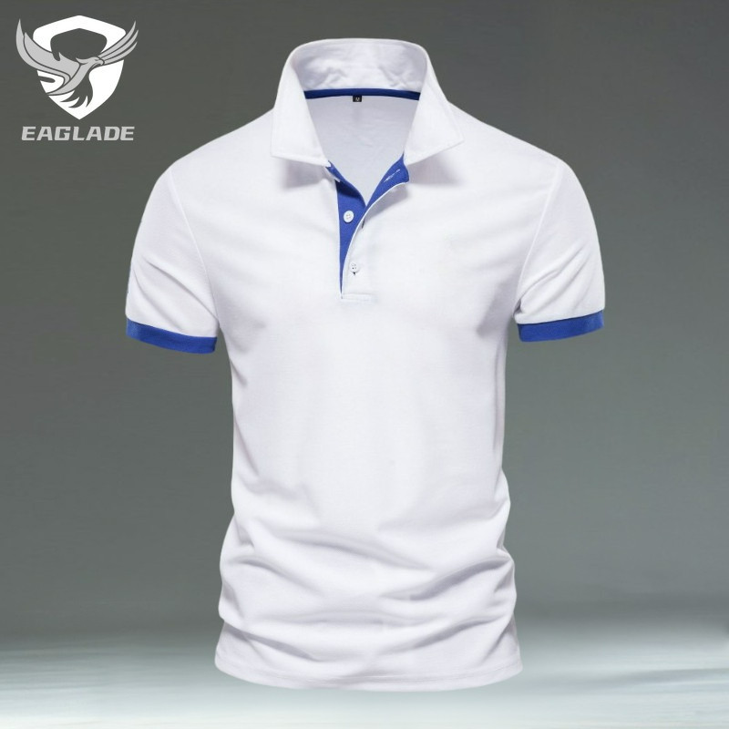 EAGLADE เสื้อยืดโปโลผู้ชายคอปกสําหรับ Man Breathable T02 สีขาว K11