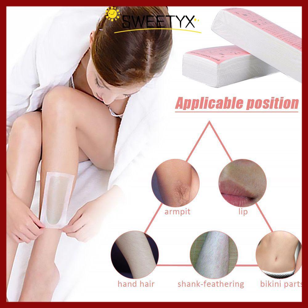 SWEETYX 20 ชิ้น Epilating Wax Strip กระดาษทิ้งสําหรับขาใบหน้าคิ้วใต้วงแขน Professional Body Wax Stri