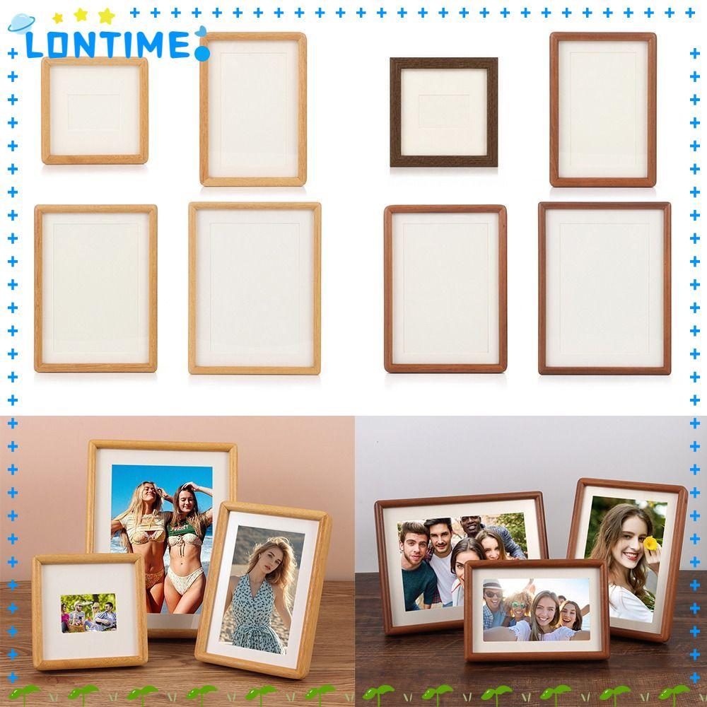 LONTIME Mortise Tenon กรอบรูป, กรอบรูปสีดําเรียบง่ายทํามือ, กรอบรูปไม้จริงขนาด 6/7/8 นิ้ว