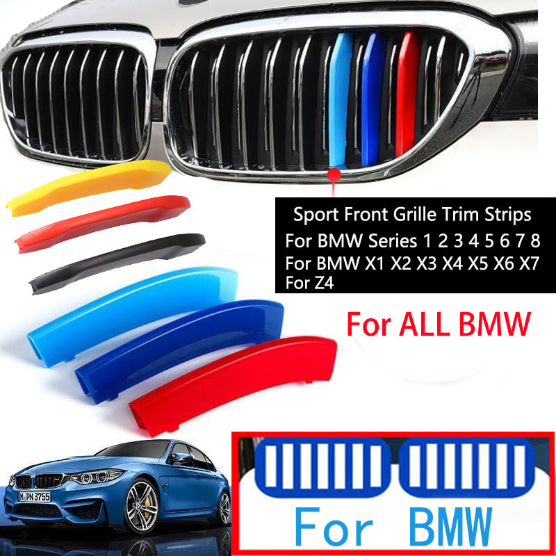 3 ชิ้นด้านหน้า Grille Trim แถบสําหรับ BMW Series 1 2 3 4 5 6 7 8 X1 X2 X3 X4 X5 X6 X7 Z4 E46 E90 F30