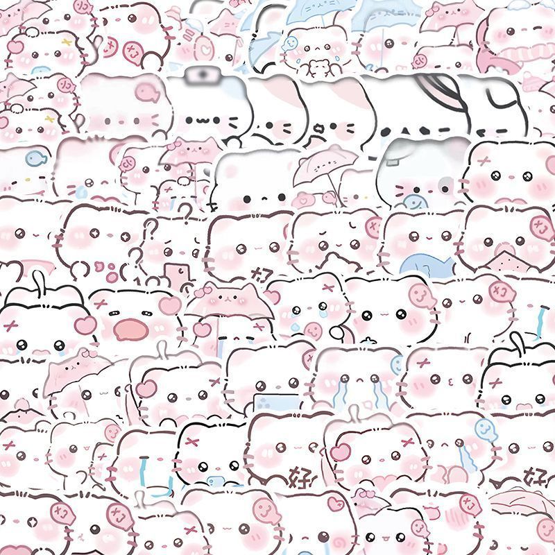 Rain Mist Sad Kitten Roll Sealing สติกเกอร์ 64 แผ่น Rain Mist สติกเกอร์ลูกแมวสติกเกอร์น่ารักคู่มือเค