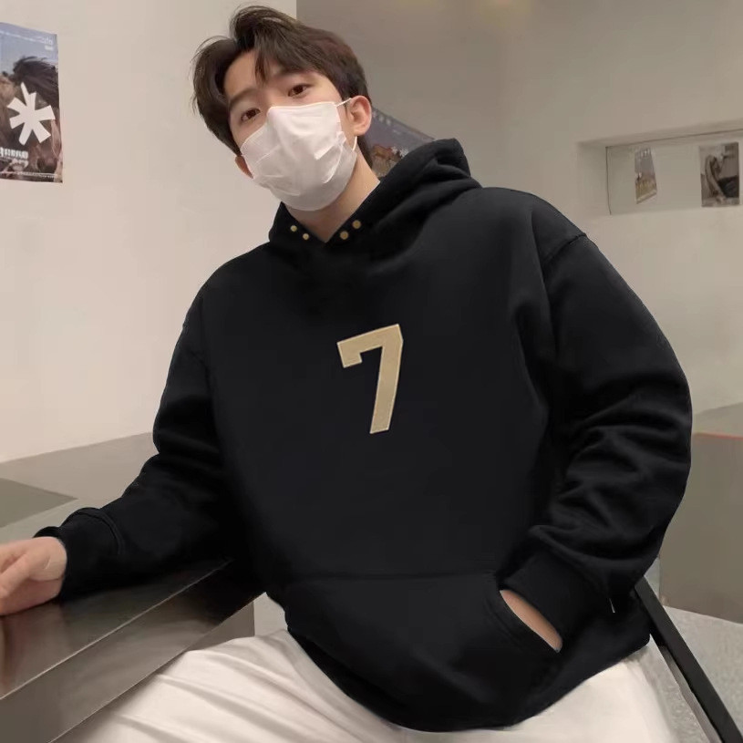 WDQ8 FOG Double Line ESSENTIALS HHH Season 7 เสื้อกันหนาวมีฮู้ดมีฮู้ดมีฮู้ดคู่รักหลวม