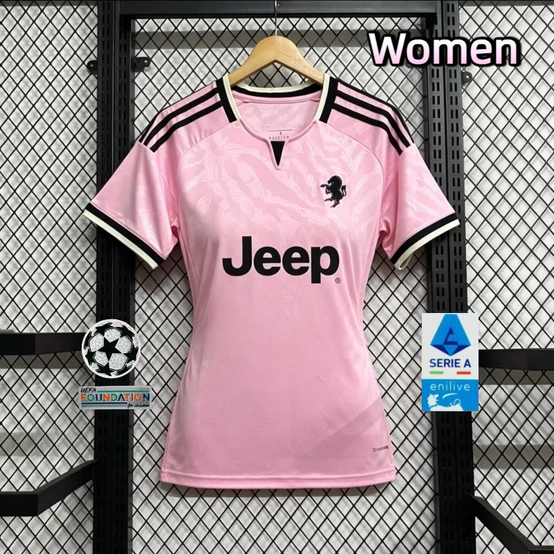 2026/27 JUVEteam away ผู้หญิงเสื้อกีฬาสุภาพสตรีเสื้อสีชมพู