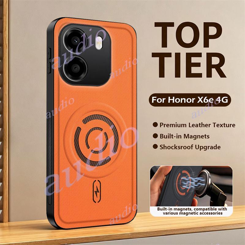สําหรับ HONOR X6e 4G หรูหราทอเนื้อแม่เหล็กหนังสําหรับ Honor X6e X6E HonorX6e 4G 5G กันกระแทก Anti-Sc