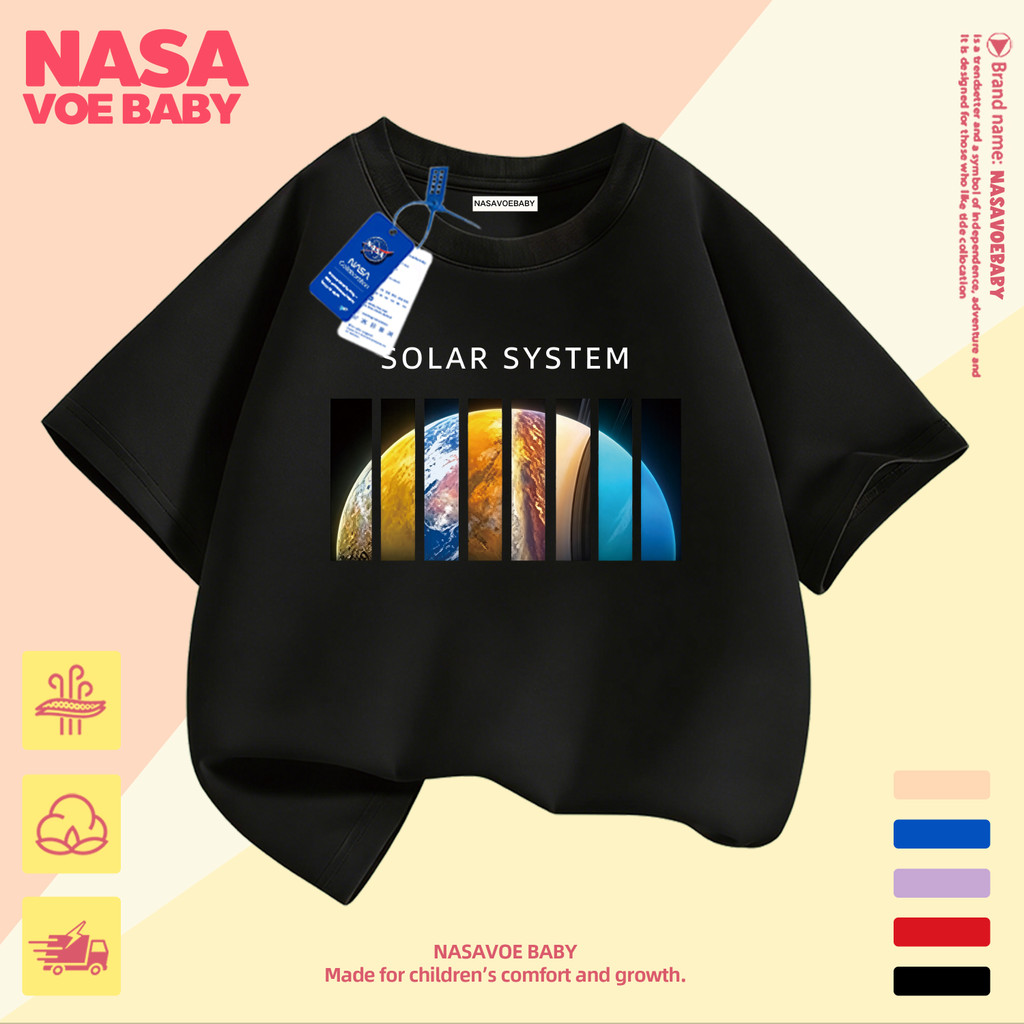 【ส่งเร็ว 24 ชม】เสื้อยืดเด็ก ลายกาแล็กซีและดวงดาว 🌌 สีสดใส ระบายอากาศด ไม่ต้องรีด 1-13 ปี