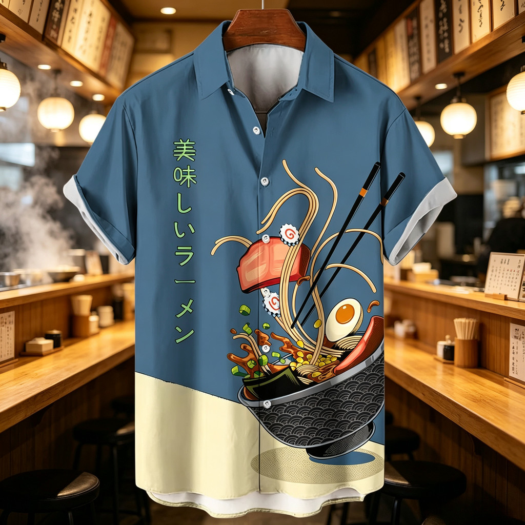 Japanese Summer Original Casual Shirts For Men Short Sleeved Top Hawaiian Streetwear Male Clothing H