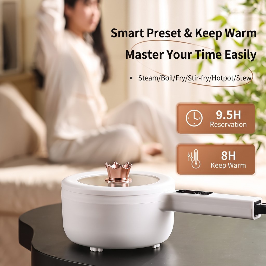DETNORSEN EP-H2 ไฟฟ้า Multi Cooker Non-Stick หม้อ Hotpot สตูว์ไอน้ําต้มผัด 700W 20 ซม.2.8L