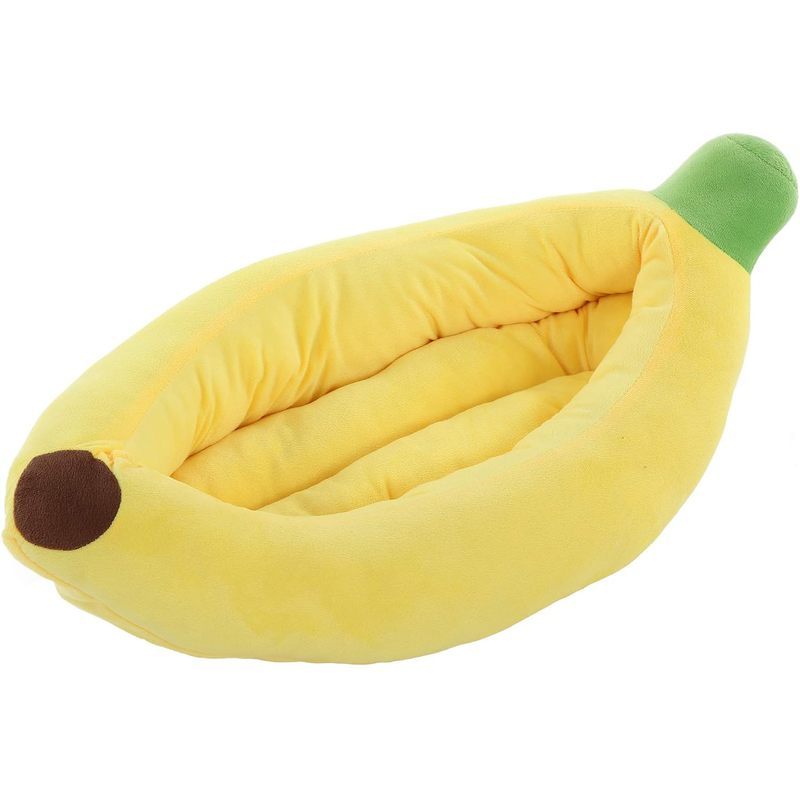 SILICUTE Banana Pet Bed - Snuggle Up In Style! น่ารัก &แอมป์; ที่นอนสัตว์เลี้ยงตุ๊กตาแสนสบายสําหรับส