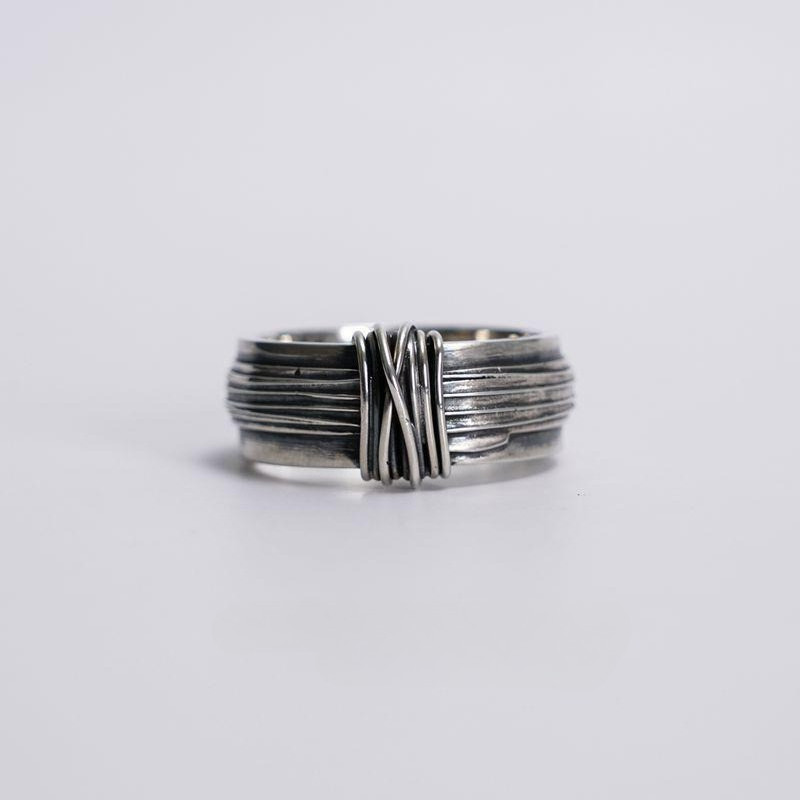 Handmade Binding Brushed Winding Ring สําหรับผู้ชาย Retro Cool สไตล์เปิดแหวนเครื่องประดับทุกวัน