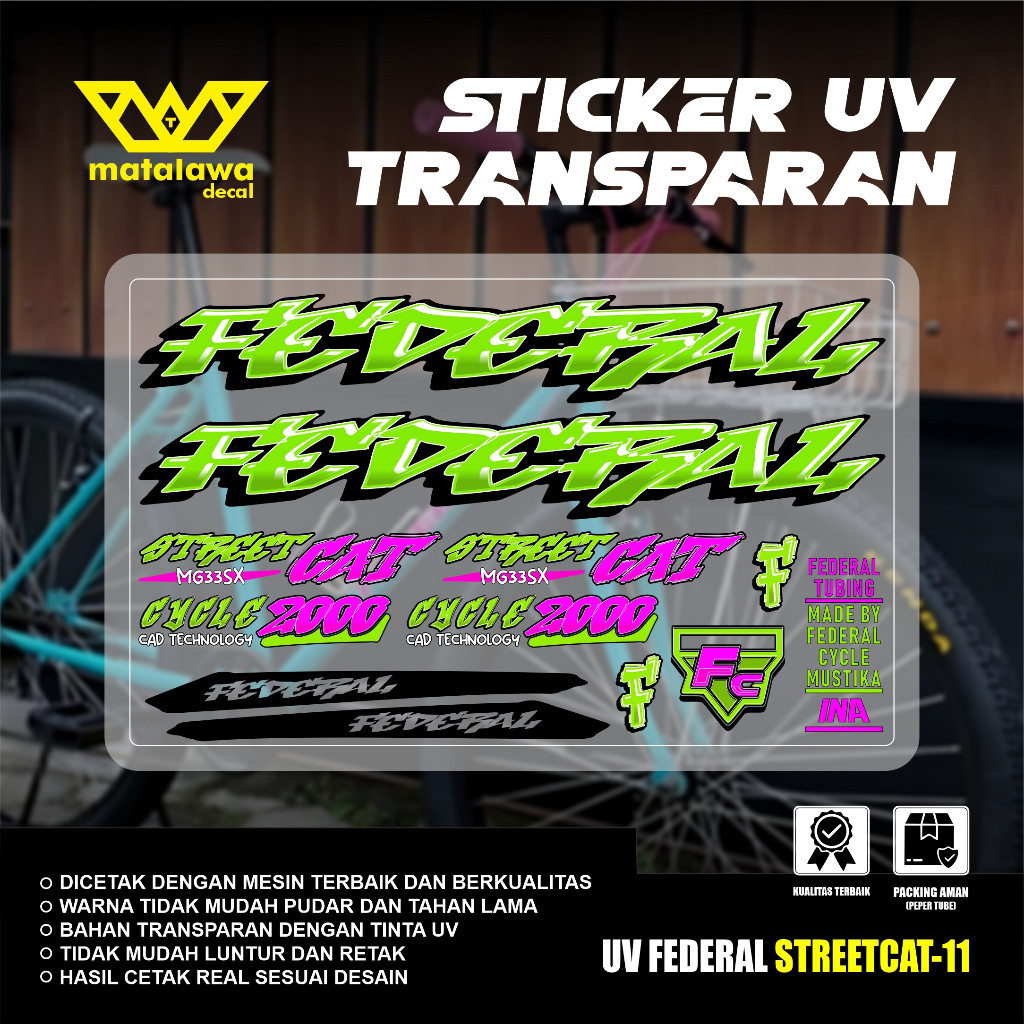 ใหม่ FEDERAL UV TRANSPARKENT STREET CAT MG33SX Kalcer GRAFFITI สติ๊กเกอร์จักรยานชุด 11 WARA สติ๊กเกอ