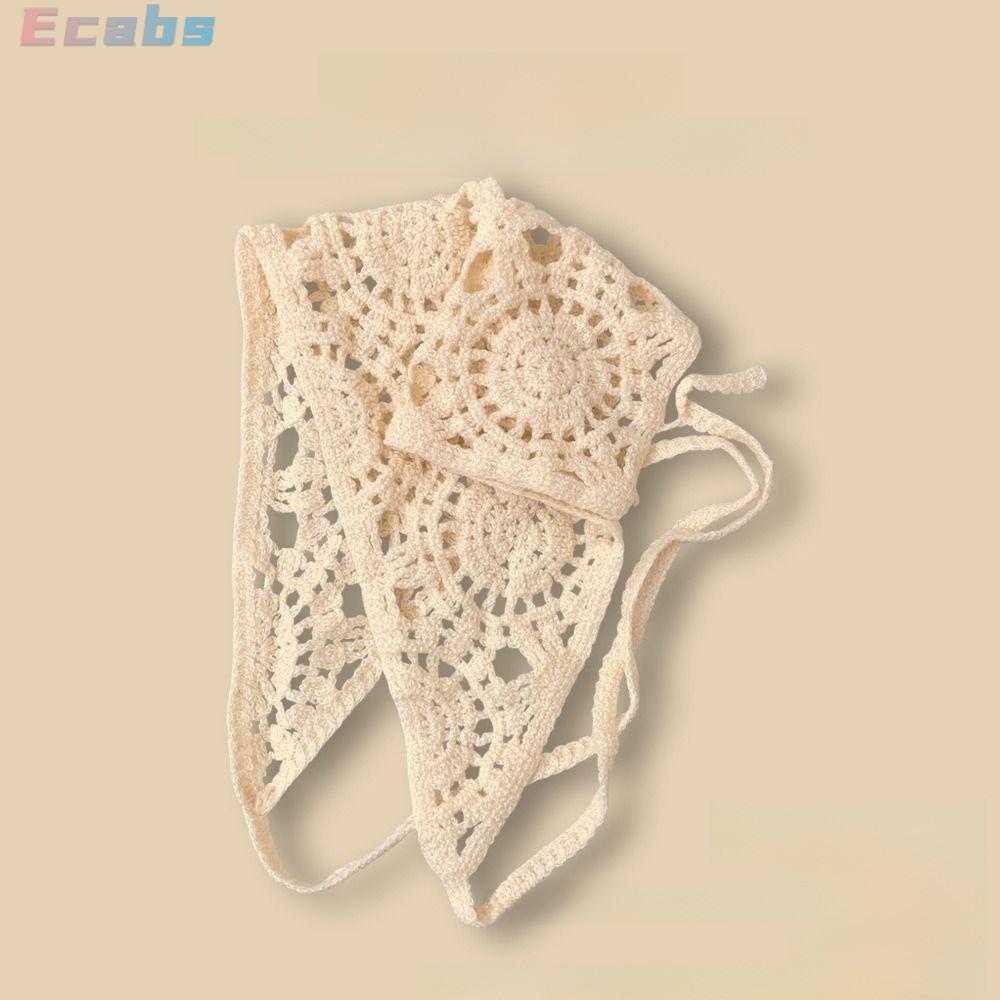 อีซีบีเอส สามเหลี่ยมผมผ้าพันคอ,สีทึบเชียร์ตาข่ายโครเชต์คาดศีรษะ,หวานกลวงหวานน่ารักสายแฮนด์เมดโครเชต์ถักผ้าคลุมศีรษะชุดลําลอง