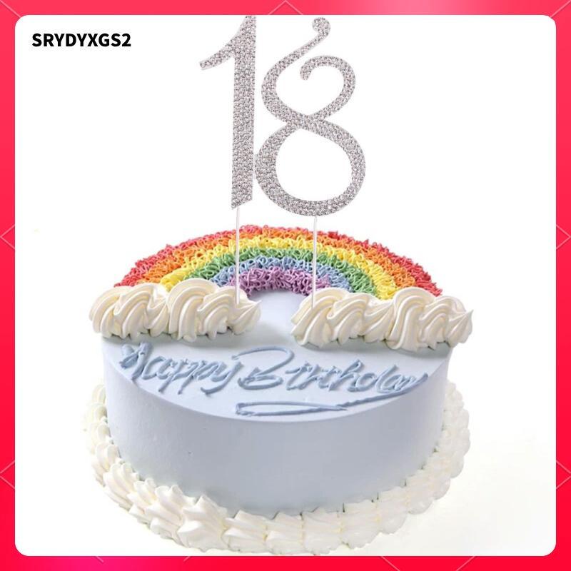 [Srydyxgs2] Topper, Number Rhinestones 18th Birthday Cake Topper, Men หรือ Women Birthday