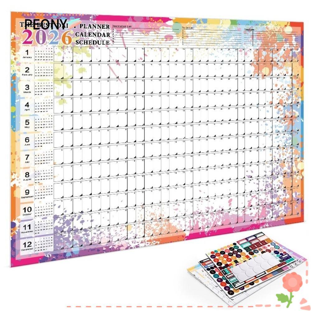 PEONYPAVILION Calendar Planner Sheet, To Do List Schedule Annual Planner Wall Hanging Calendar, Crea