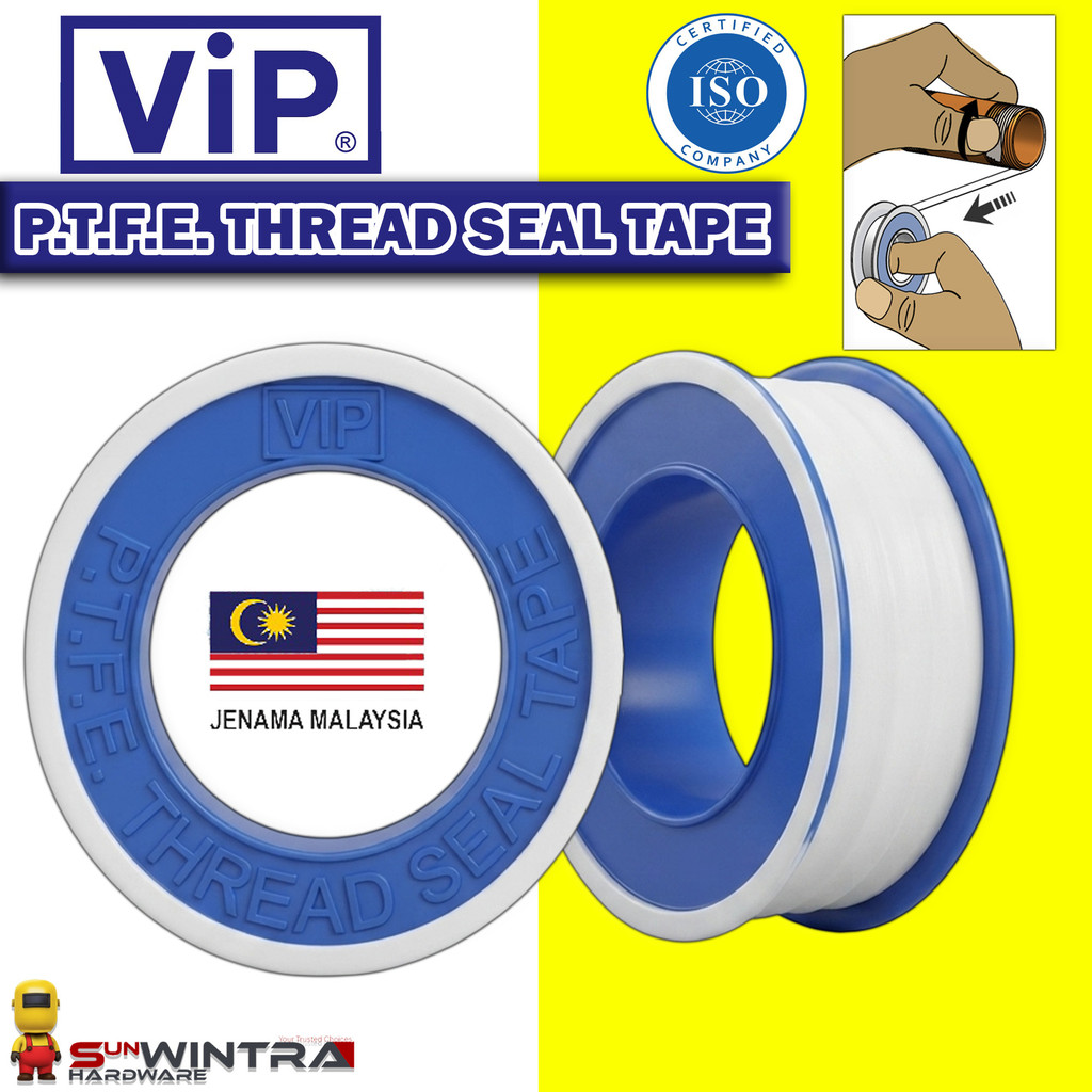 VIP PTFE Thread Seal Tape Water 12mm x 7 Meter ข้อมูลจําเพาะ : 0.20(g/cm3) VIP-1 VIP1