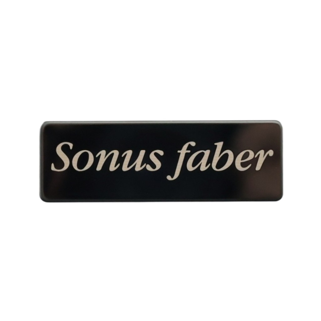 Sonus faber สแตนเลสปรับแต่งป้ายโลโก้ 60mm(2.36")X20mm(0.78") สีเทาเข้ม