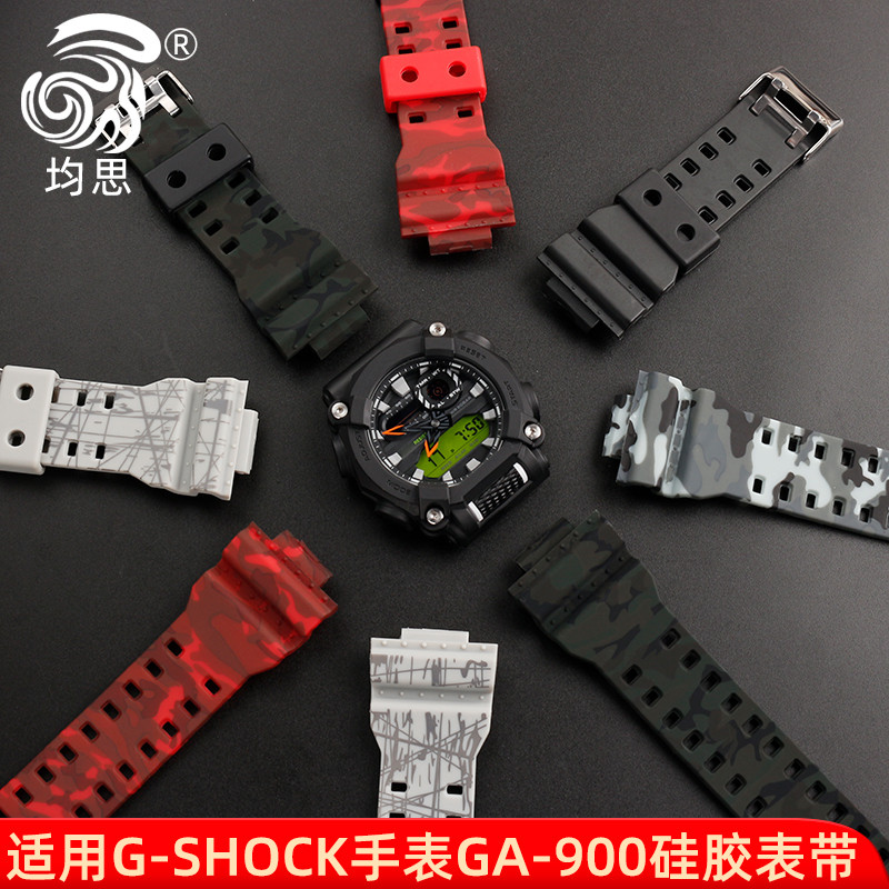 ทดแทน Casio GA-900 สายซิลิโคน G-SHOCK สายนาฬิกา GA-900A GA-900HC สายเรซิ่นซิลิโคนชายอุปกรณ์เสริมนูนป