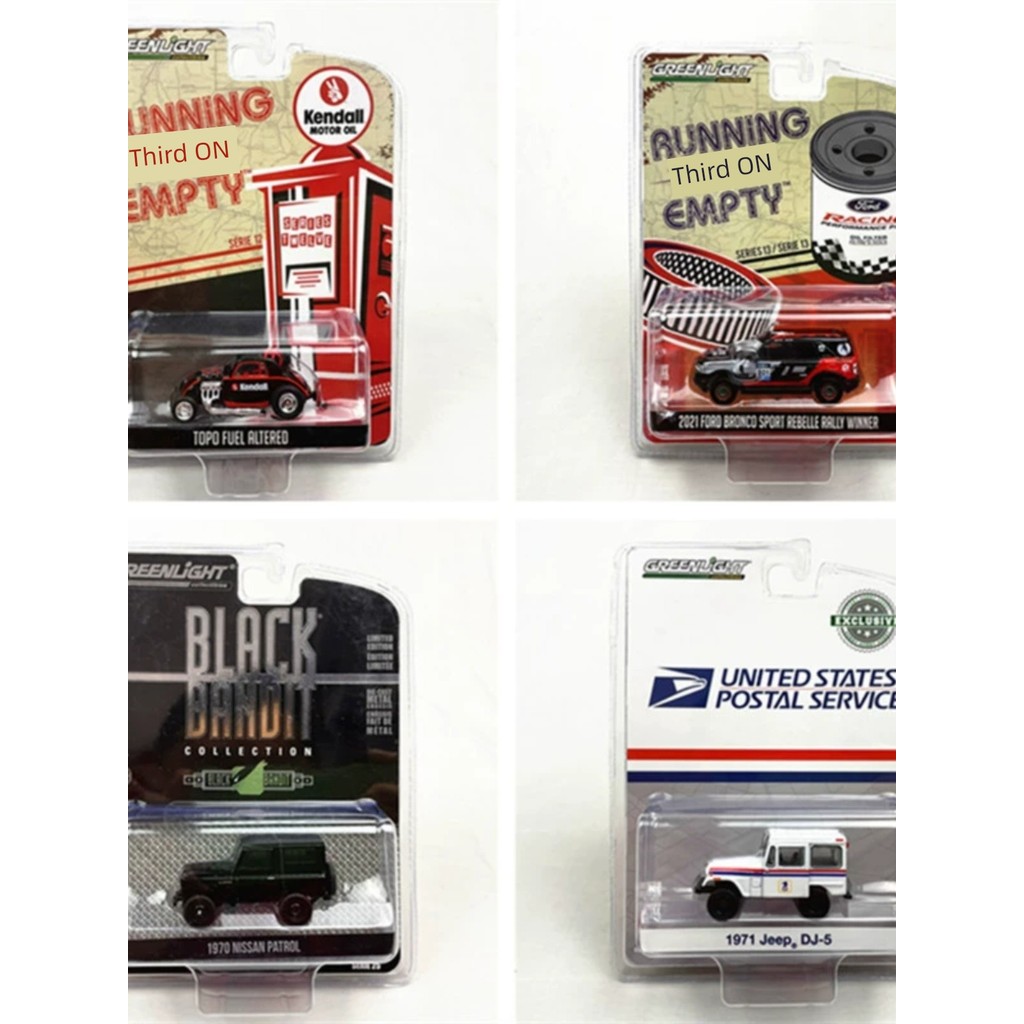 รถของเล่นเด็กผู้ชาย โมเดลรถ Green Light 1:64 Jeep DJ5 Nissan Patrol Ford Mustang รถออฟโรด SUV รถสปอร