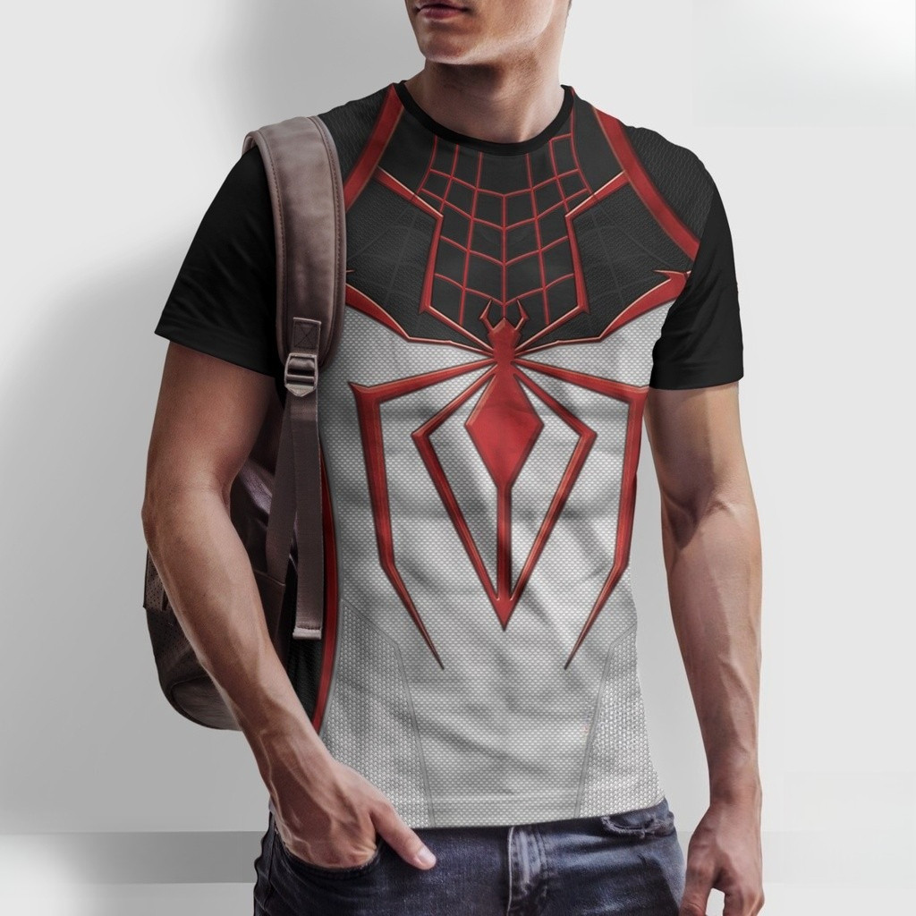 พร้อมสต็อกฤดูร้อนรอบคอ 3D พิมพ์ Super Hero Spider Man SPG MM PS5 Unisex สําหรับผู้ใหญ่และเด็กเสื้อยื