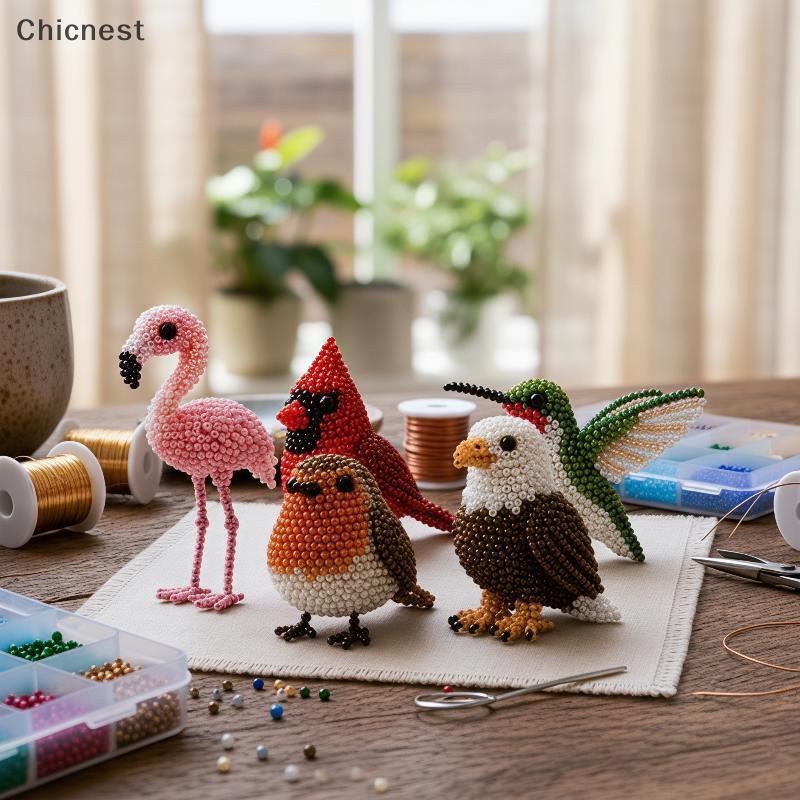 [Chc] 3D Beaded Animal Craft Kit DIY Handmade Beading Set Portable Creative Art Project for Adult Tr