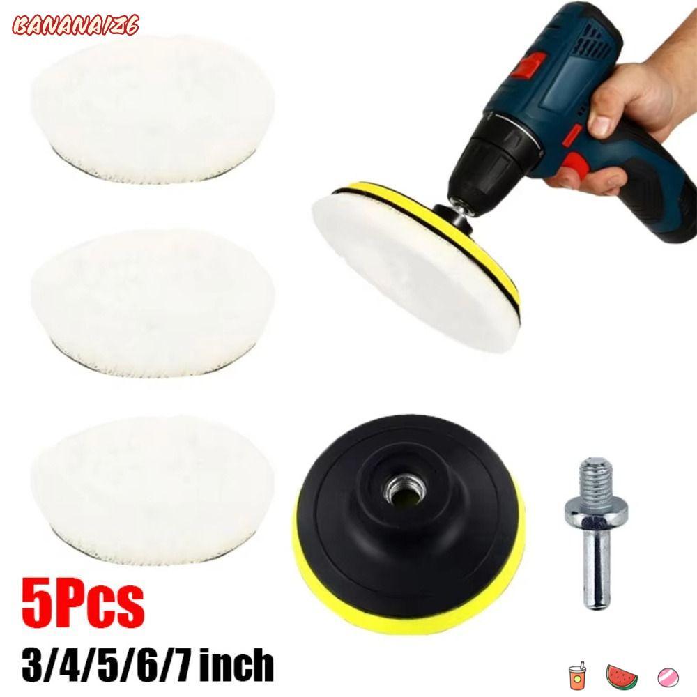 BANANA1Z6 5 ชิ้นชุดแผ่นขัดรถ, T-shape Flocking รถแว็กซ์ฟองน้ําดิสก์,ทนทาน 3/4/5/6/7 นิ้ว Buffing แว็