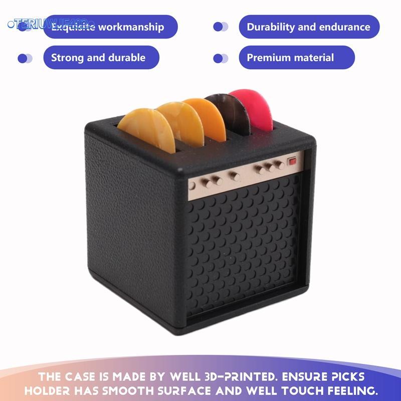 Mini Guitar Pick Holder with 5 Picks Guitar Amp Picks Display Case,Perfect for Guitar Attiers