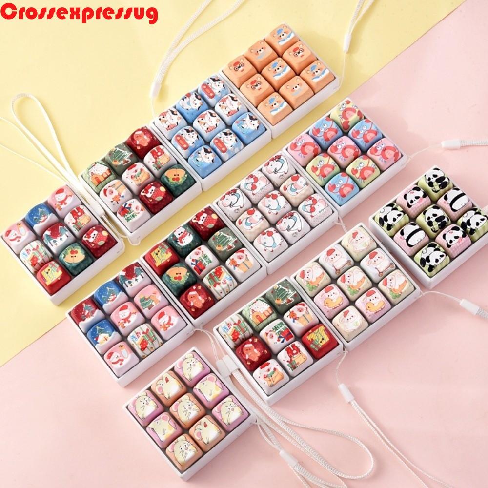 จี้คีย์บอร์ด 8-Key VORTEX, 9-Key น่ารัก Keycap พวงกุญแจปุ่มการ์ตูนสัตว์ Creative Keyboard Clicker ขอ