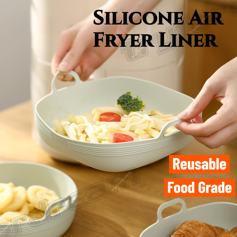 Reusable Round/Square Silicone Air Fryer Liner Air Fryer Baking Tray Oven Air Fryer Liner Silicone M