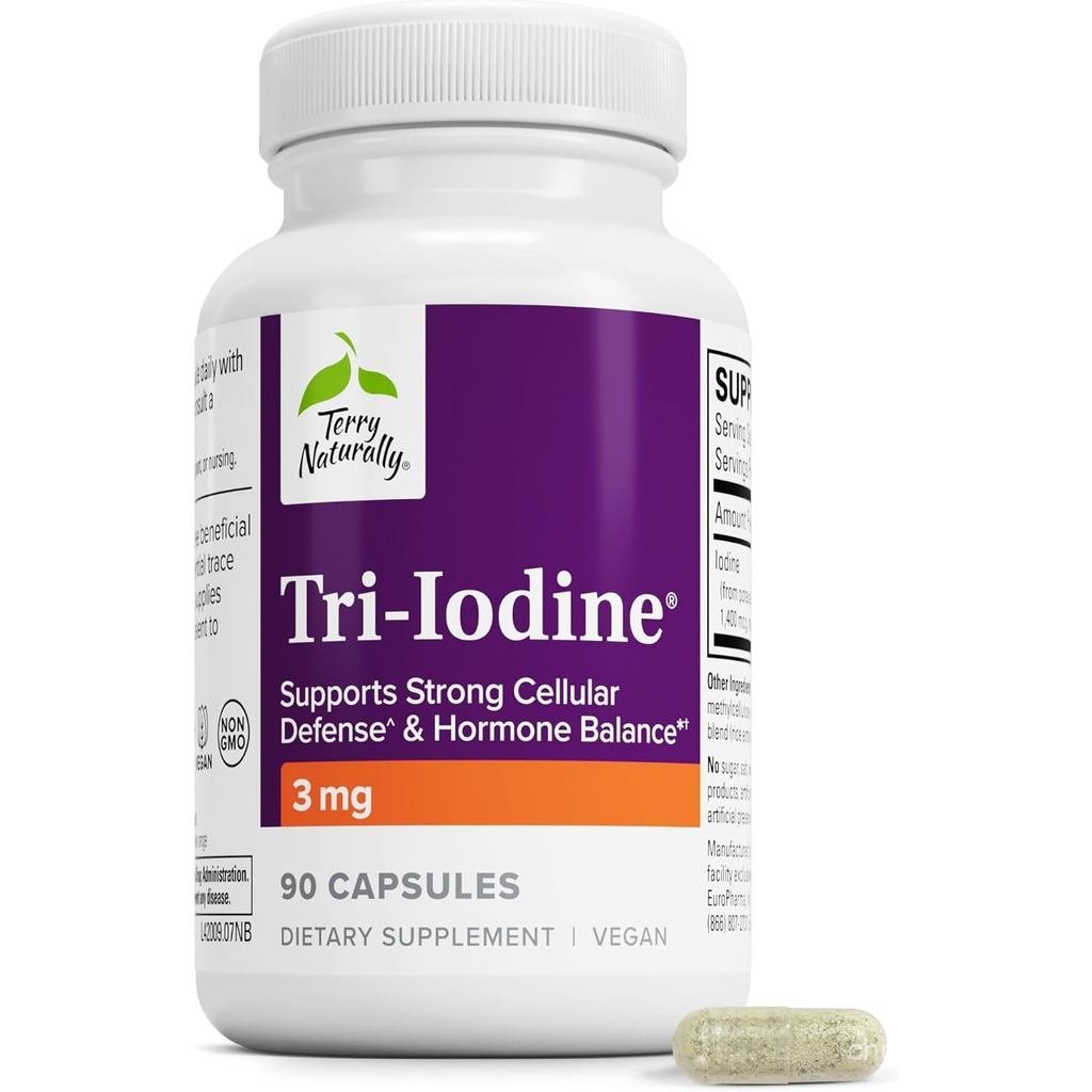 Terry Naturally Tri-Iodine 25mg - Thyroid & Hormone Balance - 90 Count | ไอโอดีน. Thyroid เต้านม ต่อ