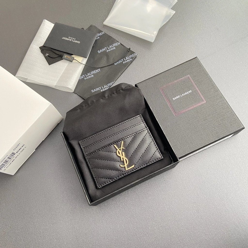 1: 1 Scale 丨 YLS กระเป๋าใส่บัตรหนังลายนูนสําหรับผู้หญิง Granular สุภาพสตรีสไตล์ใหม่