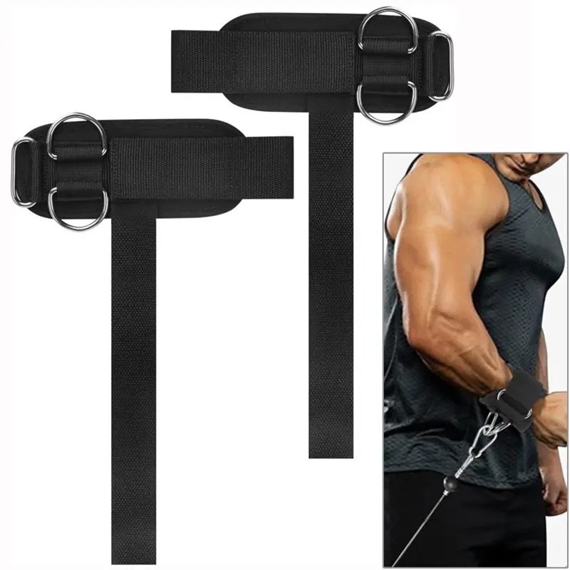 TH สายรัดข้อมือยกน้ําหนัก 2 in 1 พร้อมแหวน D เหมาะสําหรับ Deadlift, Cable Training, Gym Training