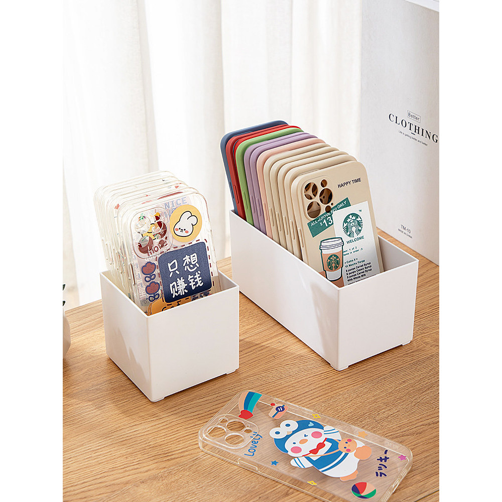 Phone Phone Phone Case Storage Box Desktop Student ins Storage Organizing Box Mask Sundries Rack Squ