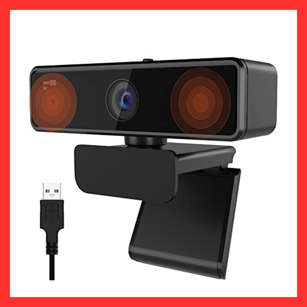 Nuroum V11 2K Webcam, 4MP, 1080P@60FPS, 90° Wide Angle, Dual Mic, Noise Canceling, Privacy Cover, Au