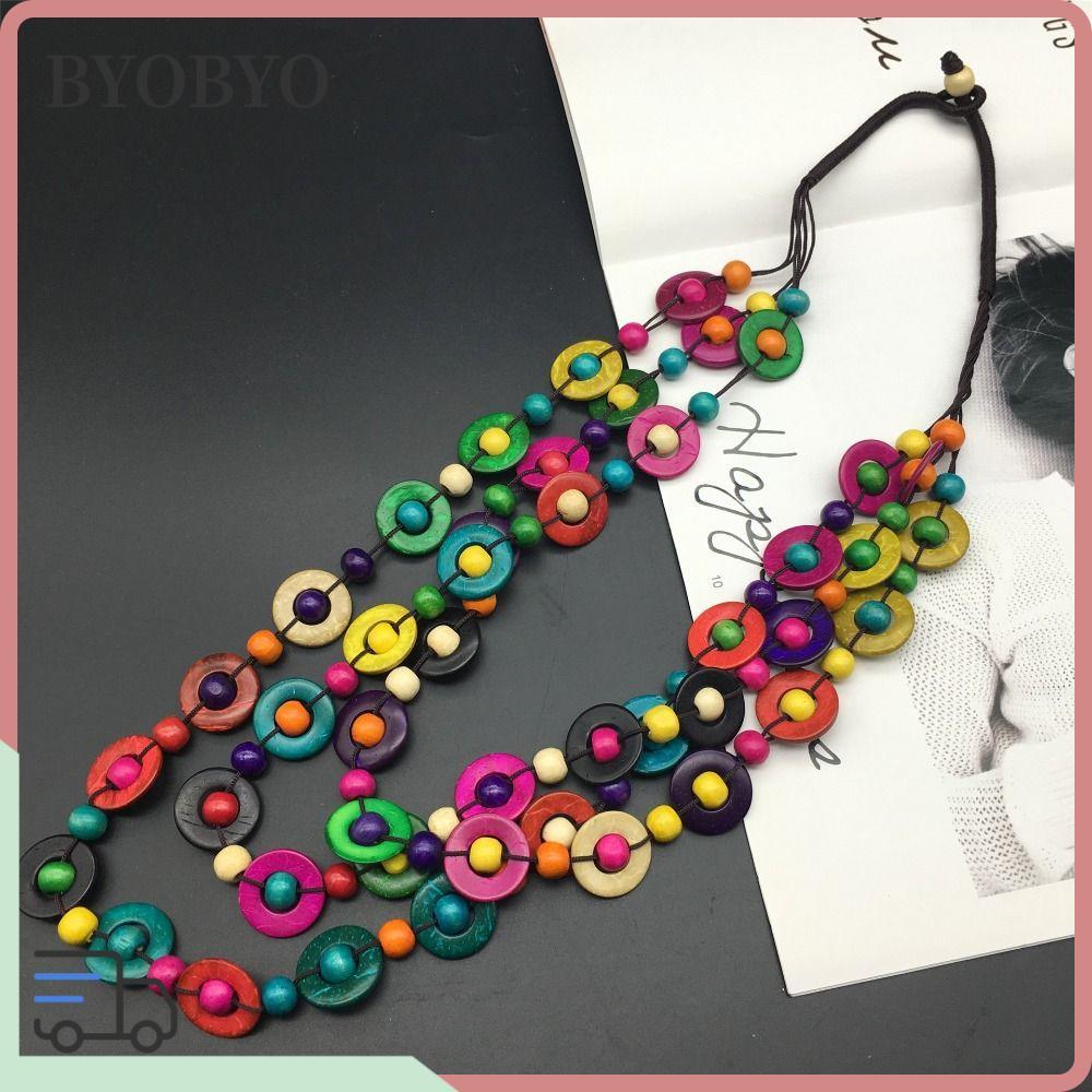 BYOBYO สร้อยคอไม้ Handmade Bib Bead เครื่องประดับคอ