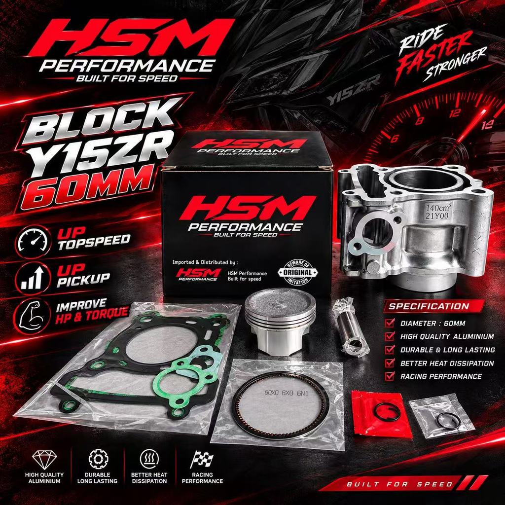 HSM RACING BLOK BLOCK 57MM 60MM 62MM 63MM 65MM LC135 135LC LC 135 Y15ZR Y15 LEO KZR TS ESR SHARK PCO