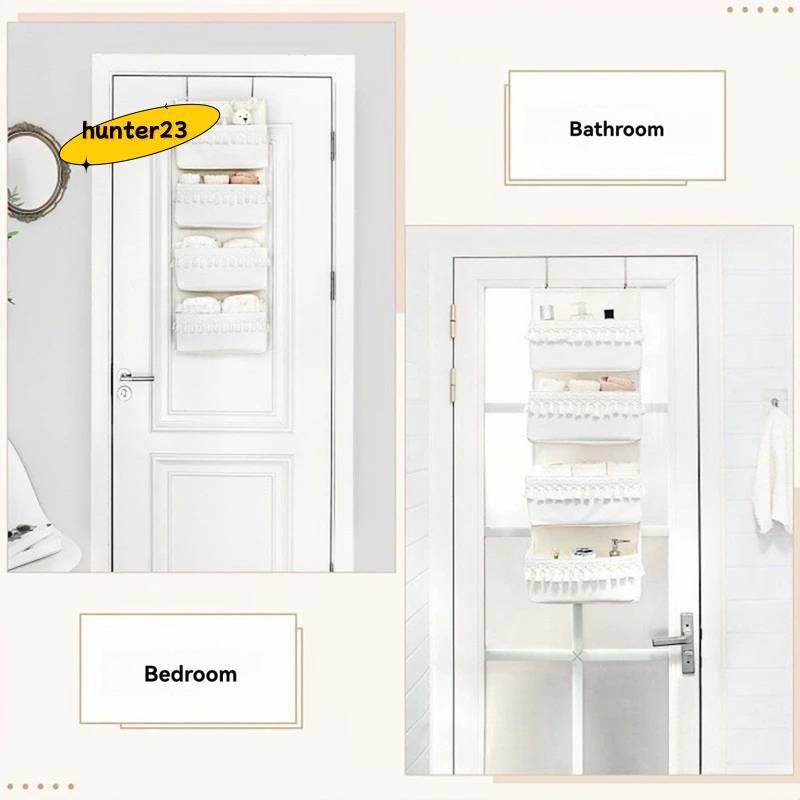 Over the Door Organizer แขวน, 4 กระเป๋า Boho Nursery Decor over Door Storage แขวนจัดเก็บด้านหลัง