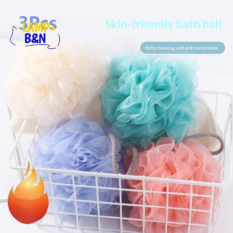 [B&N] 3 ชิ้นสีสุ่ม Bath Balls Color Bloing Soft PE Scrubing Bubble Net สําหรับผู้ใหญ่ Home Shower Sp