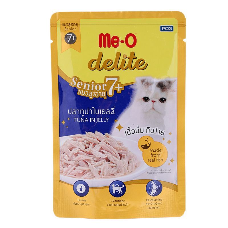 มีโอดีไลท์เพาช์ซีเนียร์7พลัสรสปลาทูน่าในเยลลี่ 70กรัม Me O Delite Pouch Senior 7 Plus Tuna In Jelly 