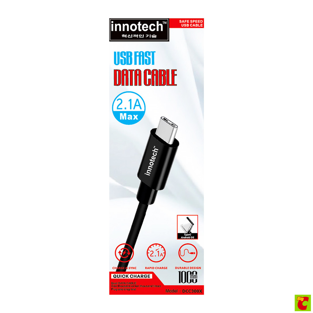 อินโนเทค สายชาร์จและซิงค์ข้อมูล Type C 2.1A รุ่น DCC300X ขนาด 1000 มม.
